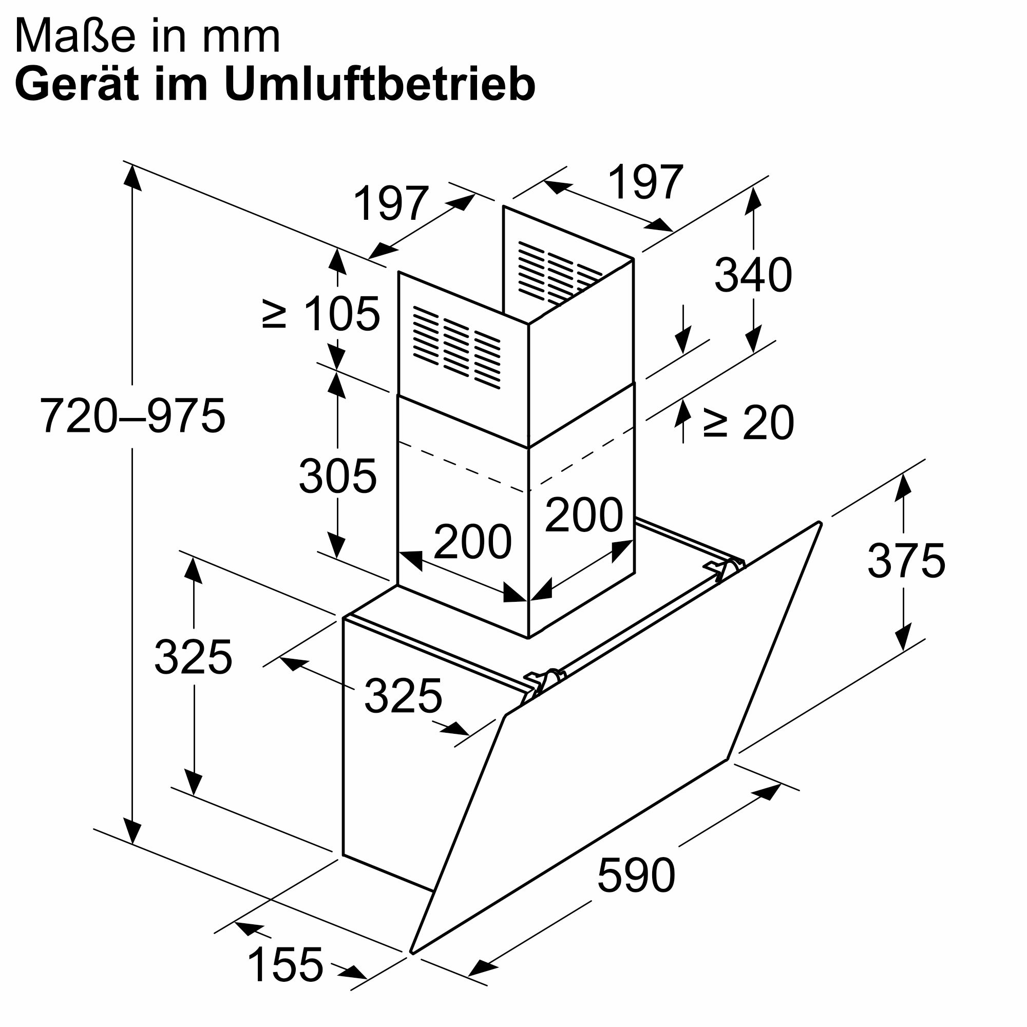 Siemens Wandesse Klarglas schwarz bedruckt 60 cm LC65KDK60