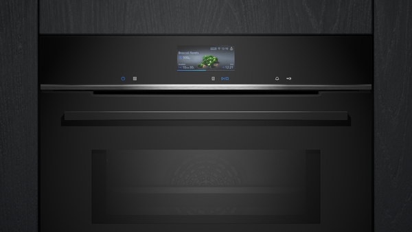 Siemens Einbau-Backofen mit Mikrowellenfunktion, 60x60cm, Schwarz, Edelstahl HM736GAB1