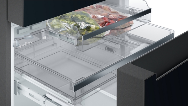 Siemens Kühl-Gefrierkombination mehrtürig, Glasfront, 183x90.5cm, Schwarz KF96RSBEA