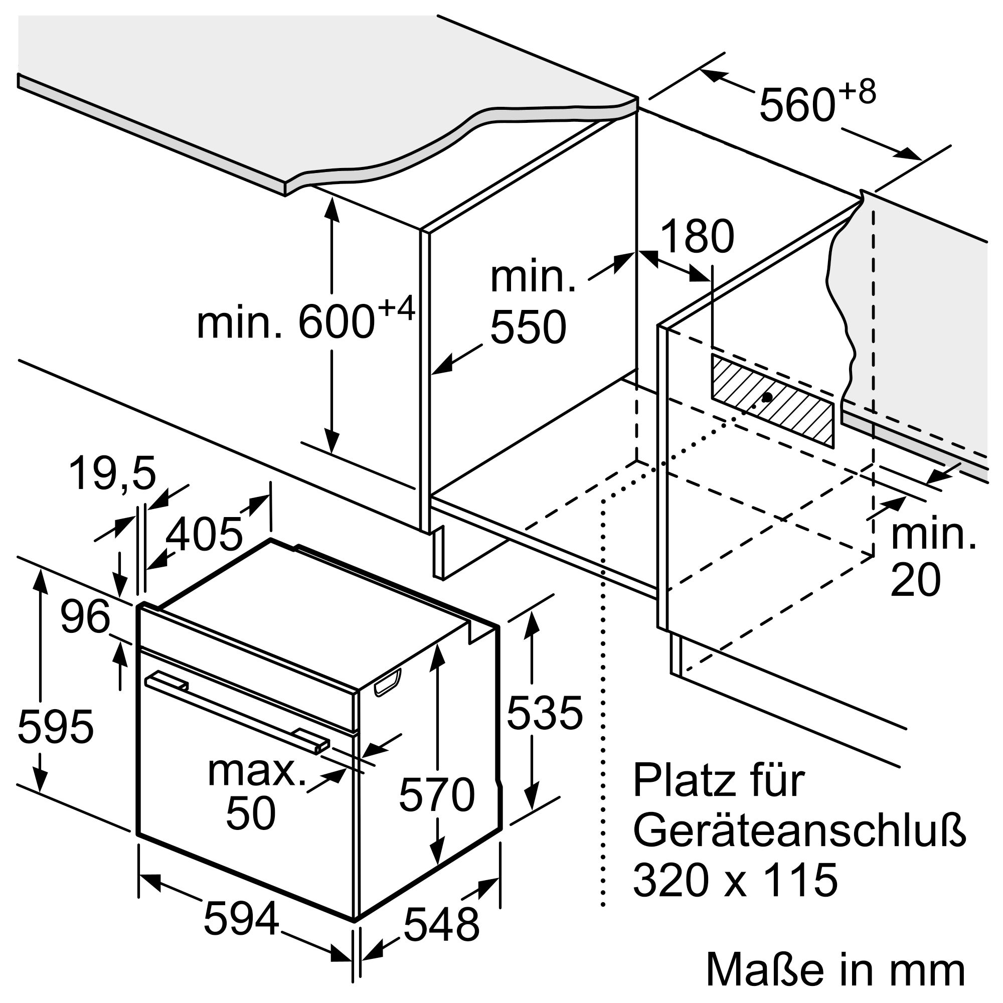 Bosch Serie 4 Einbau-Backofen mit Dampfunterstützung 60 x 60 cm HRG532BB3