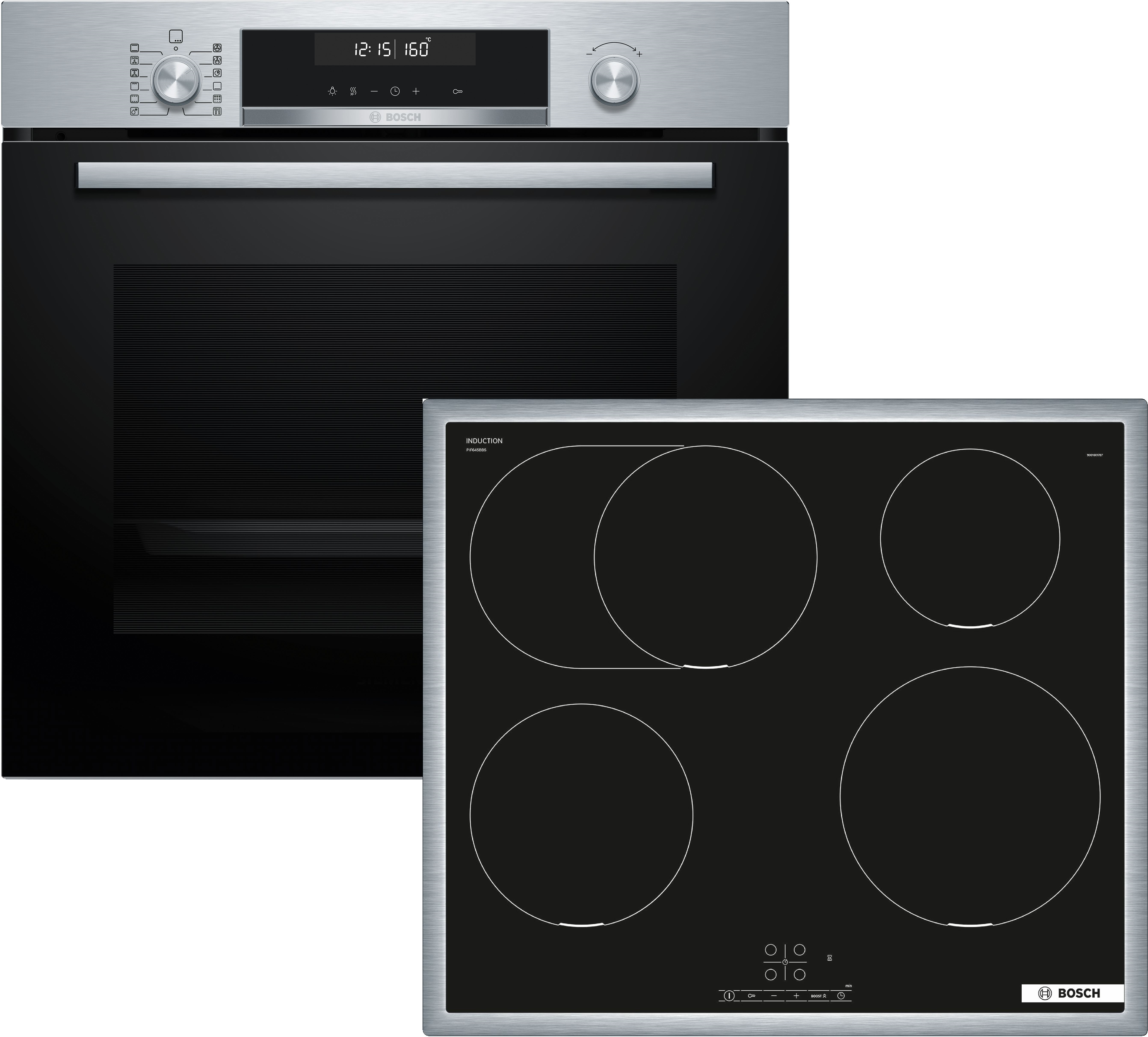 Bosch Einbau-Backofen-Set HBD675CS62: HBG578BS3 + PIF645BB5E