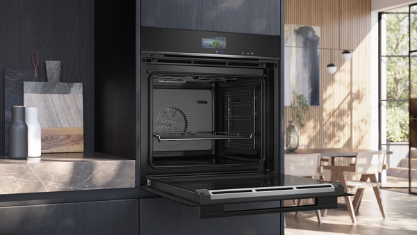 Siemens Einbau-Dampfbackofen iQ700, 60x60 cm, Schwarz, Edelstahl, HS736G3B1
