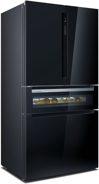 Siemens Kühl-Gefrierkombination mehrtürig, Glasfront, 183x90.5cm, Schwarz KF96RSBEA