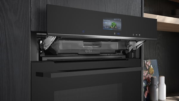 Siemens Einbau-Dampfbackofen iQ700, 60x60 cm, Schwarz, Edelstahl, HS736G3B1