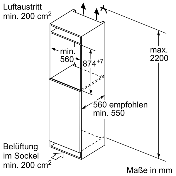 Bosch Einbaukühlschrank Flachscharnier 88x56cm KIR21VFE0