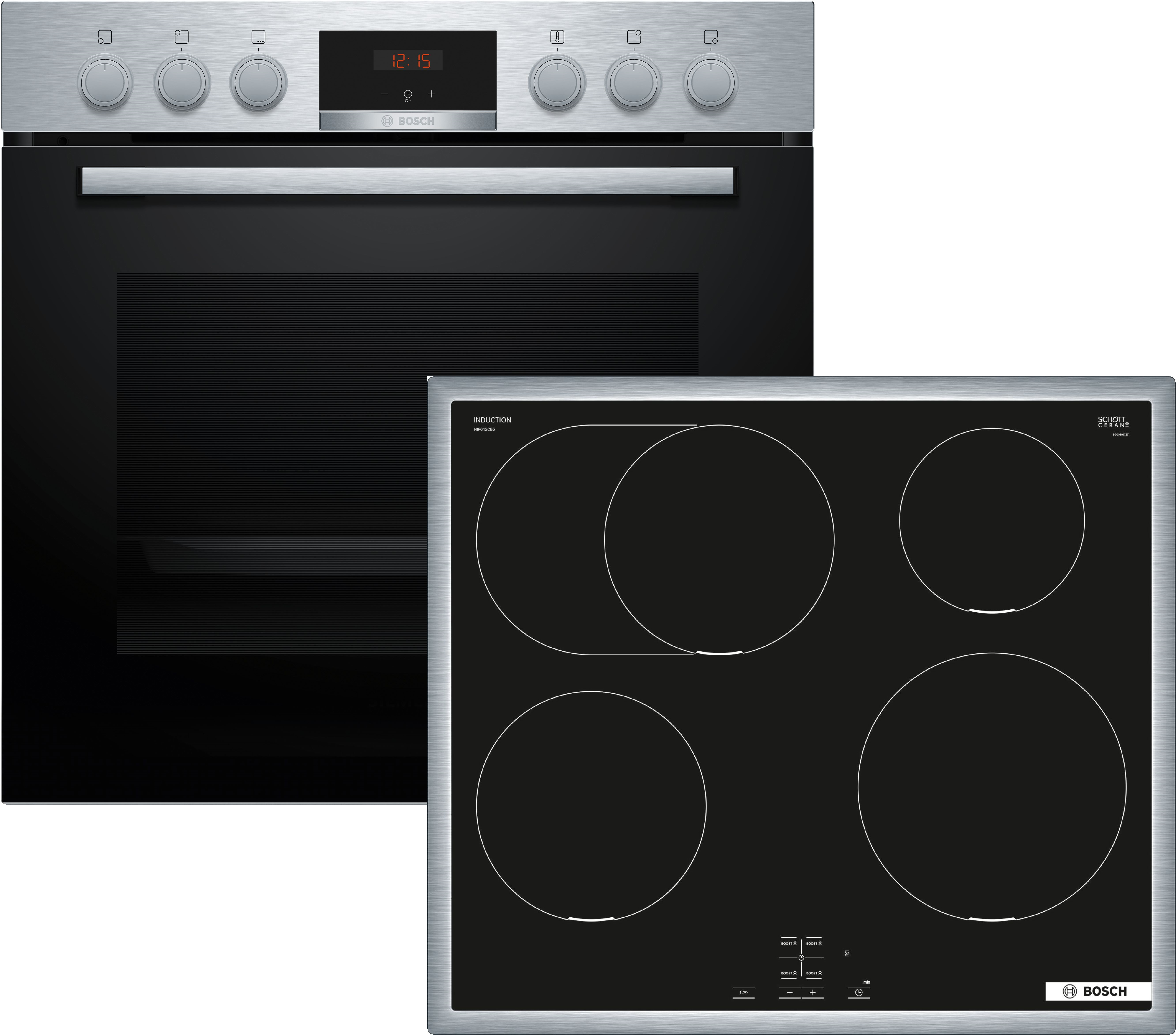 Bosch Einbau-Herd-Set HND415LS62: HEA513BS4 + NIF645CB5E